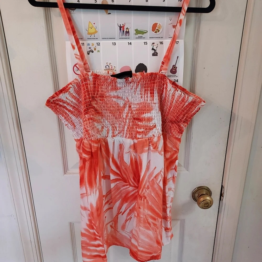 Lane Bryant Orange Tropical Spaghetti Strap Tank Top in Size 18/20